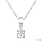 1/4 Ctw Prong Set Round Cut Diamond Solitaire Pendant With Chain in 14K White Gold
